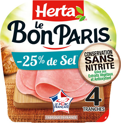 HERTA LE BON PARIS Jambon sel réduit sans nitrite x4-140g